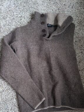 Kids Small Brown Button-Neck Sweater